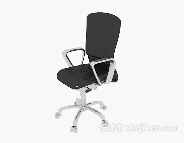 黑色可移动办公椅子3d模型下载