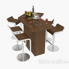 高脚休闲餐桌椅3d模型下载