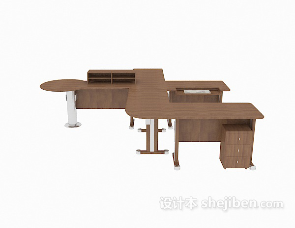 现代风格实木组合办公桌3d模型下载
