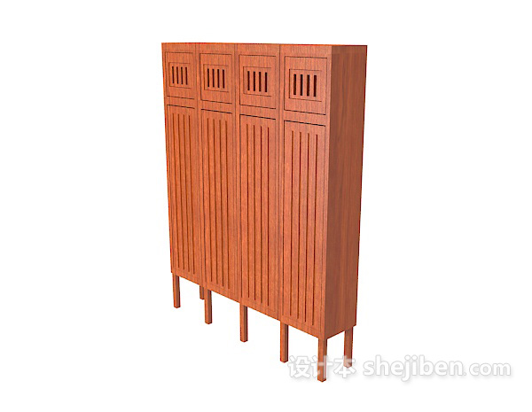 中式实木碗柜3d模型下载