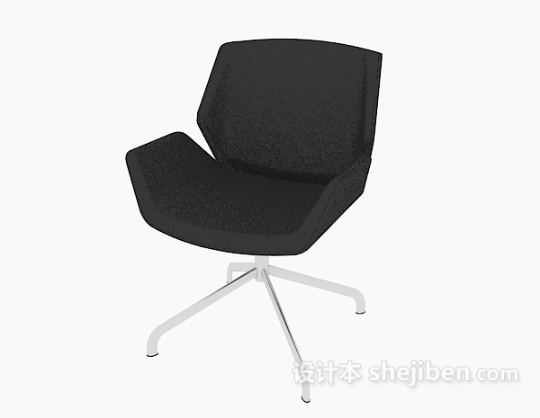 免费黑色办公休闲椅3d模型下载
