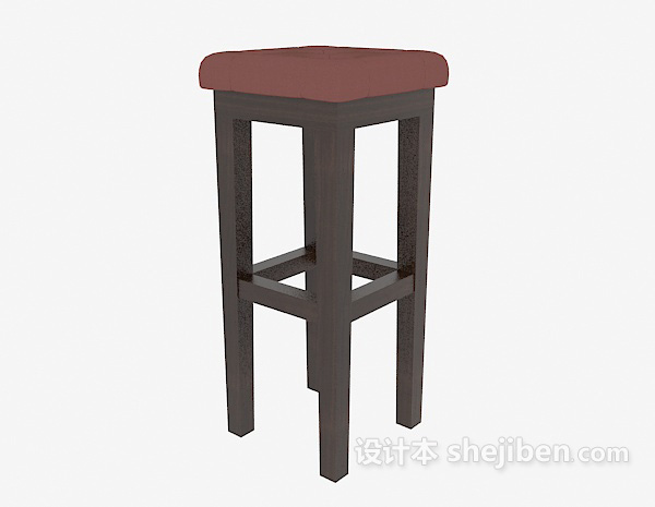 其它美式风格实木高脚椅3d模型下载