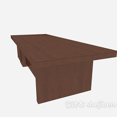 现代棕色简约书桌3d模型下载