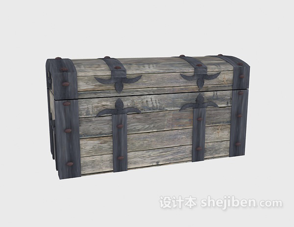 免费海盗船箱3d模型下载
