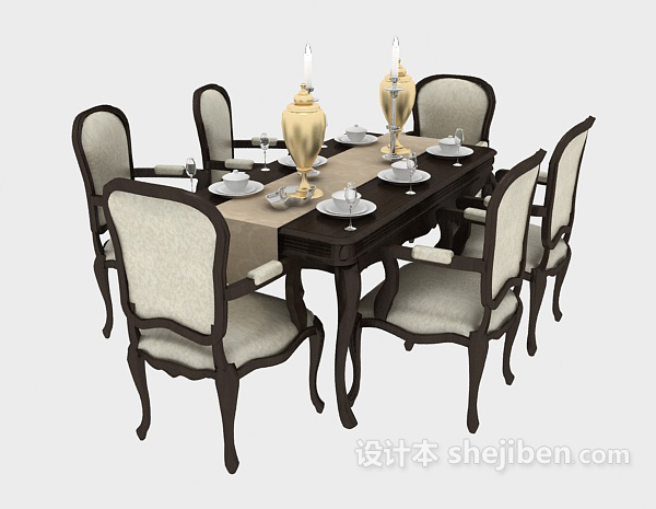 欧式风格欧式家居休闲餐桌3d模型下载