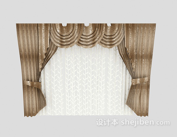 现代风格现代客厅窗帘3d模型下载