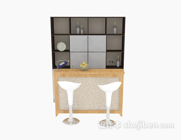 现代风格小型家居吧台桌椅3d模型下载