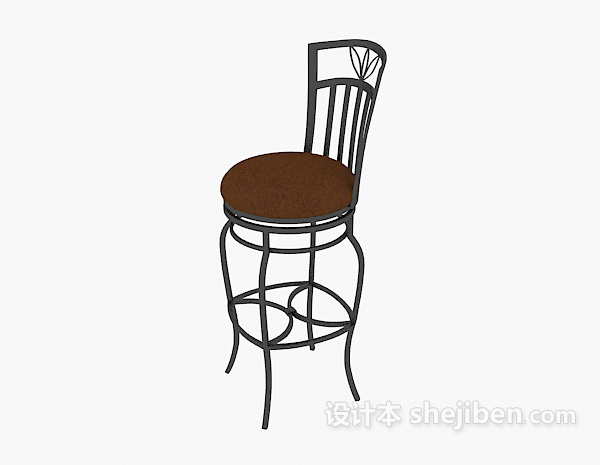 棕色吧台椅3d模型下载