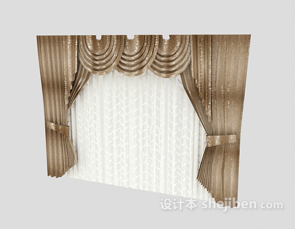 免费现代客厅窗帘3d模型下载