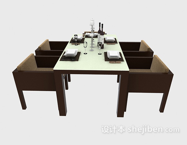 现代风格四人餐厅餐桌3d模型下载