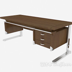 简约实木办公桌子3d模型下载