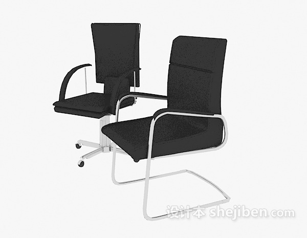 黑色员工办公椅3d模型下载