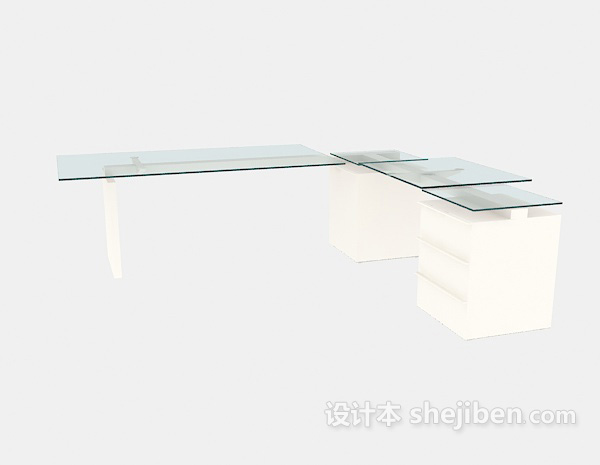 免费简约风格玻璃办公桌3d模型下载