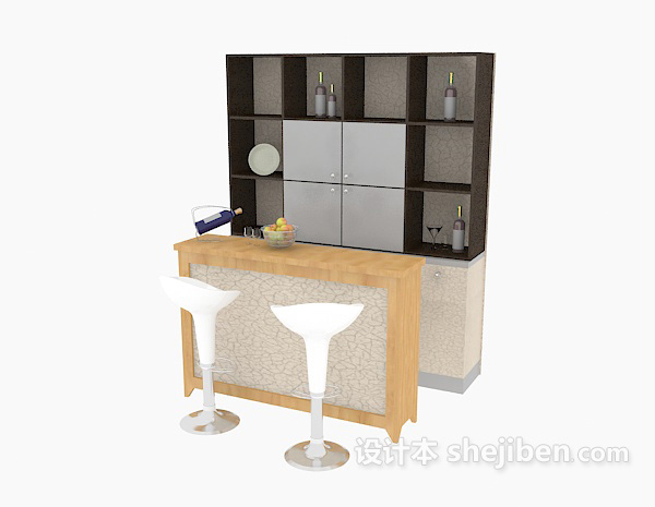 免费小型家居吧台桌椅3d模型下载