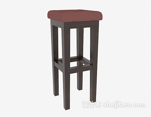 免费美式风格实木高脚椅3d模型下载