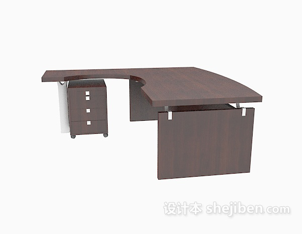 简约棕色实木办公桌