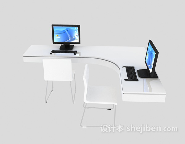 大方时尚办公桌3d模型下载