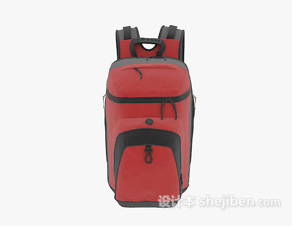 现代风格红色旅行包3d模型下载