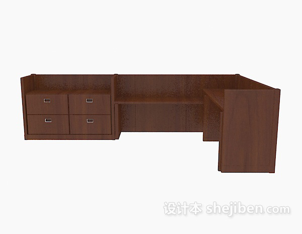 实木组合办公桌子3d模型下载