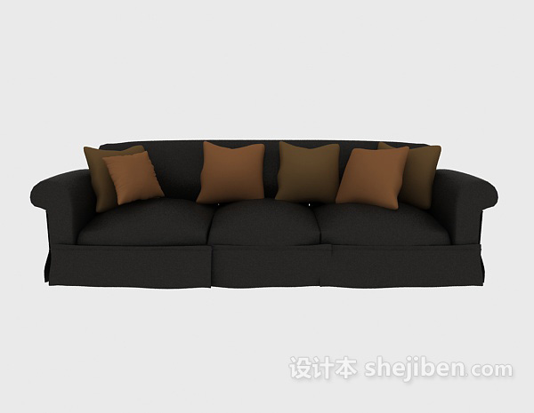 现代风格棕色三人沙发3d模型下载