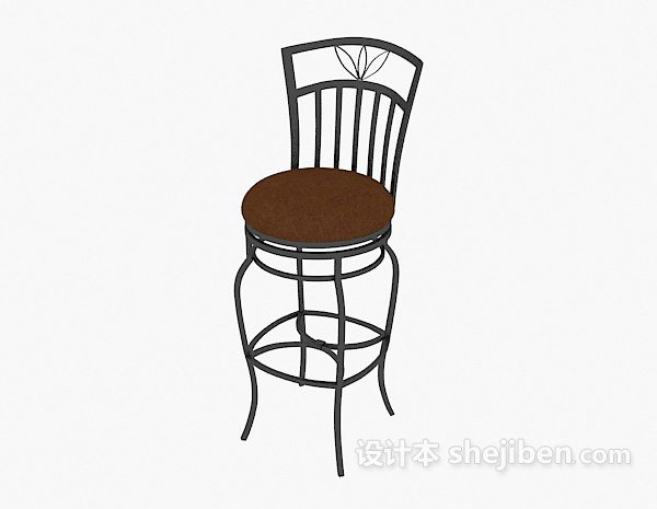 免费棕色吧台椅3d模型下载