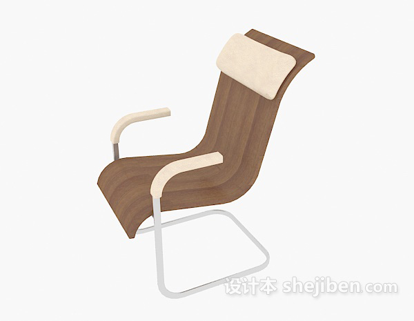 棕色实木休闲椅子3d模型下载