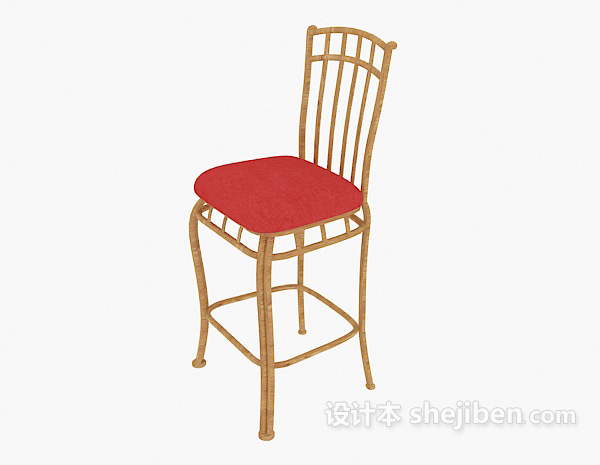 精致实木高脚椅3d模型下载