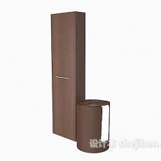 现代棕色简约衣柜3d模型下载