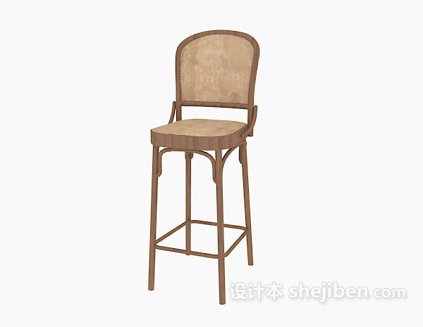 免费家居实木高脚椅子3d模型下载