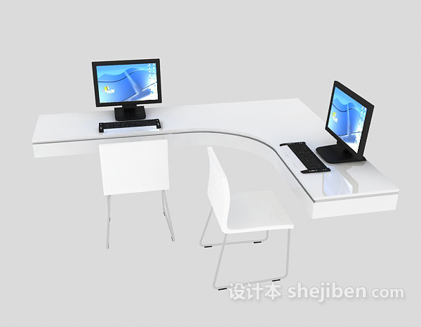 免费大方时尚办公桌3d模型下载