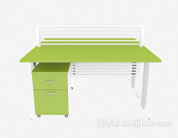 现代风格绿白搭配办公桌3d模型下载