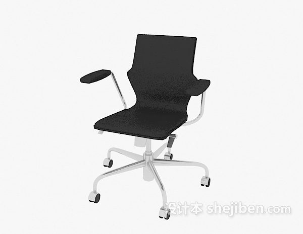 免费黑色可移动办公椅3d模型下载