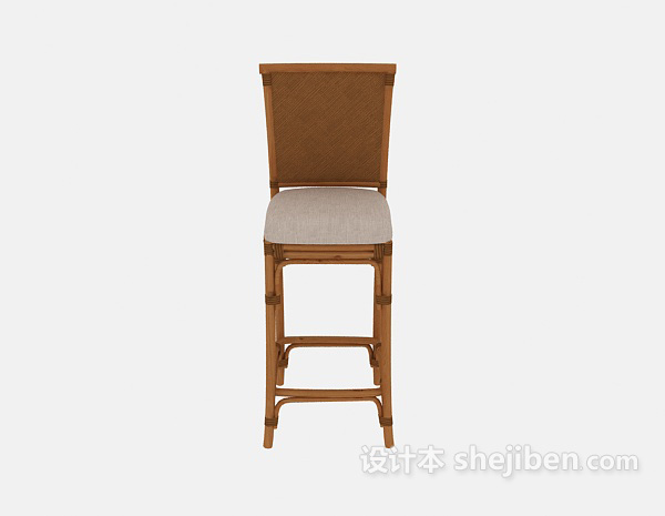 田园风格简约实木高脚椅3d模型下载