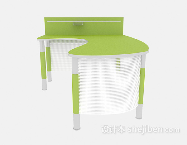 绿色清新办公桌3d模型下载