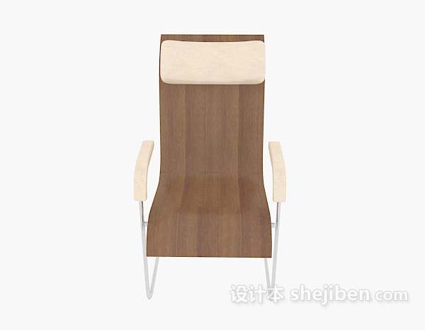 现代风格棕色实木休闲椅子3d模型下载