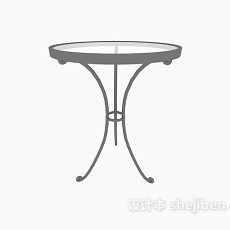 圆形玻璃茶几边桌3d模型下载