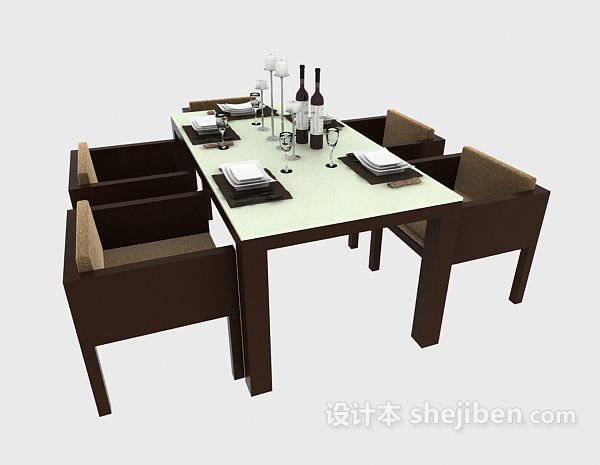 免费四人餐厅餐桌3d模型下载