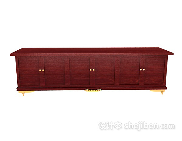 中式风格现代红木边桌3d模型下载