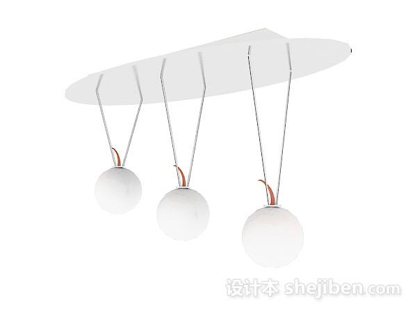 白色球形吊灯3d模型下载