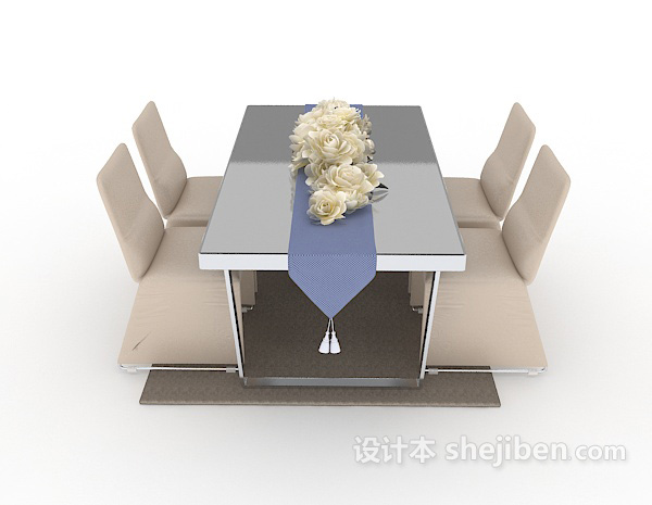 现代风格吓呆家居餐桌椅3d模型下载