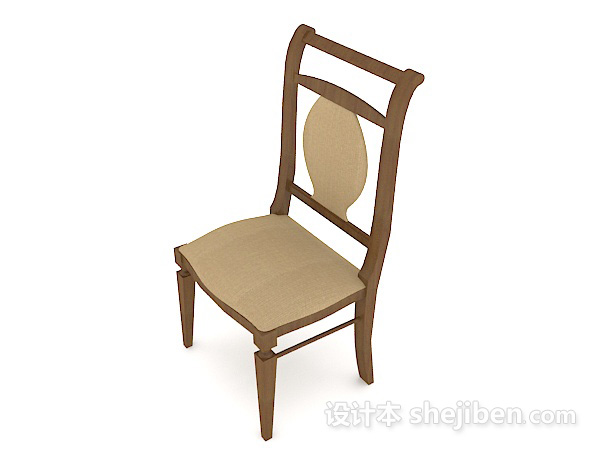 免费棕色简约大方餐椅3d模型下载