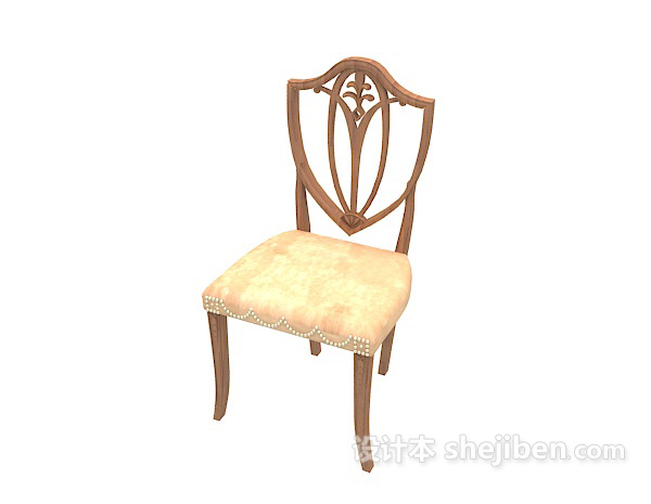 免费黄色欧式餐椅3d模型下载