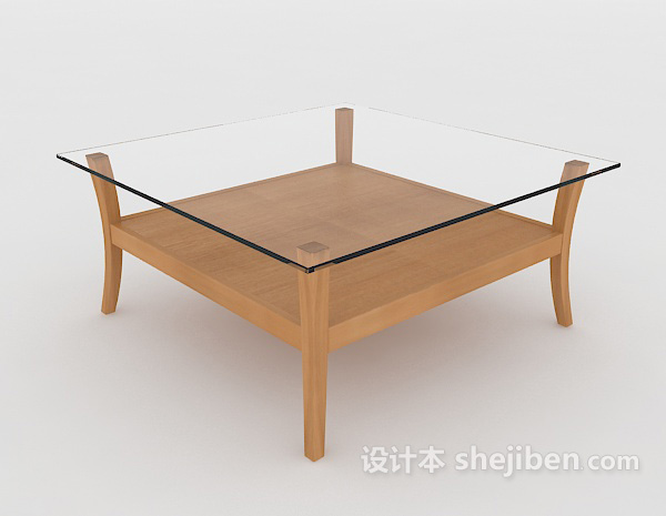 现代风格现代透明玻璃茶几桌3d模型下载