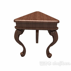 欧式家庭棕色实木边桌3d模型下载