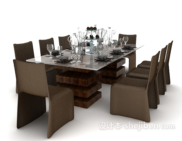 欧式风格精致欧式家居餐桌3d模型下载