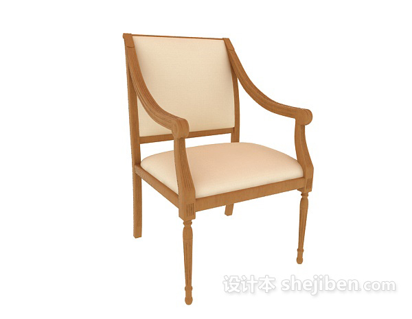 免费黄色美式休闲椅子3d模型下载