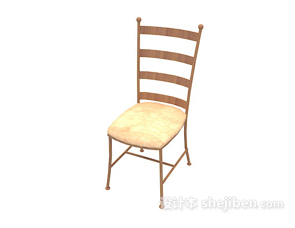 免费黄色简约餐椅3d模型下载