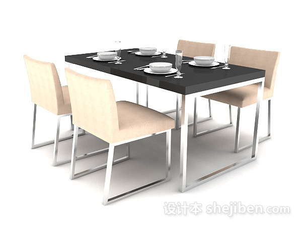 免费四人家庭餐桌3d模型下载