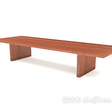 长形实木会议桌3d模型下载