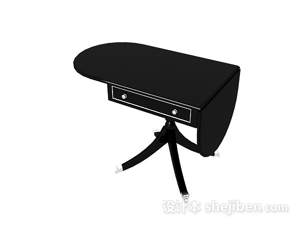 免费现代黑色简约书桌3d模型下载